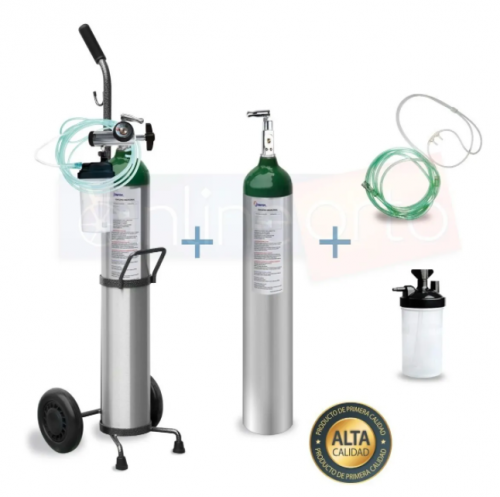 Kit completo Tanque de oxigeno 680 litros grado Médico